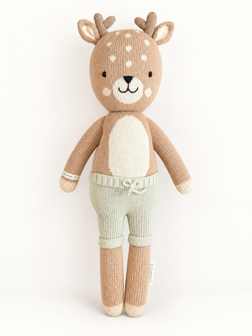Cuddle + Kind “Elliott the Fawn” Hand Knit stuffed animal 20” 100% cotton Peru